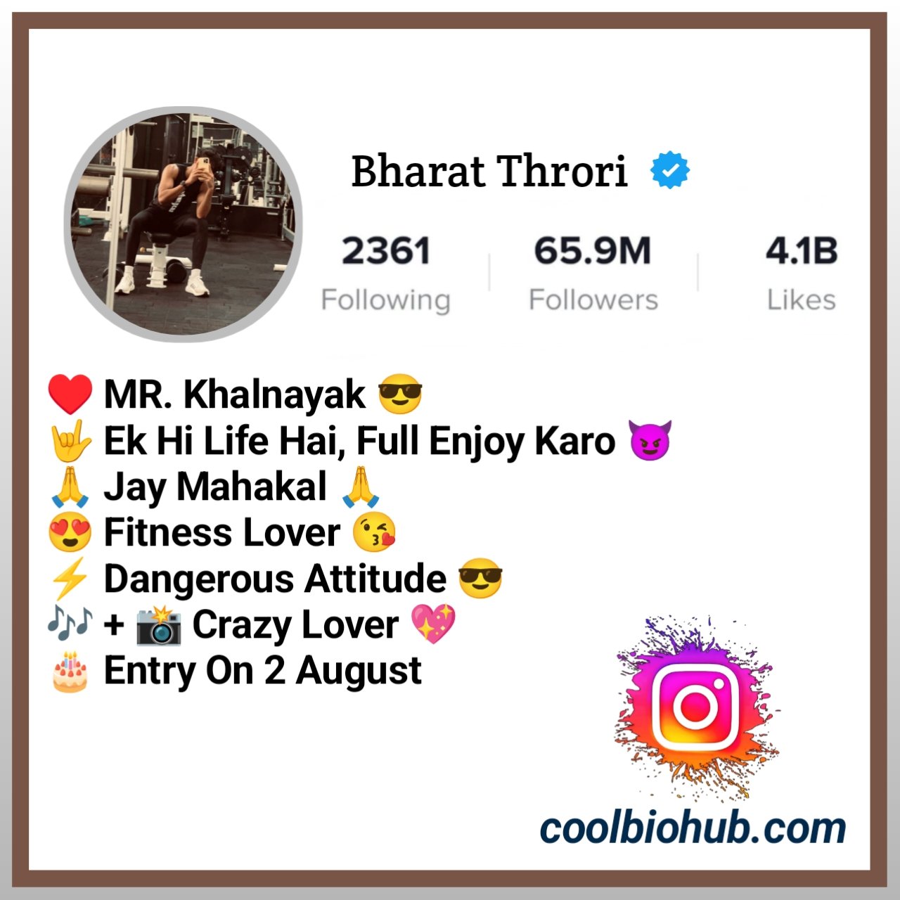 Gym Bio For Instagram Short