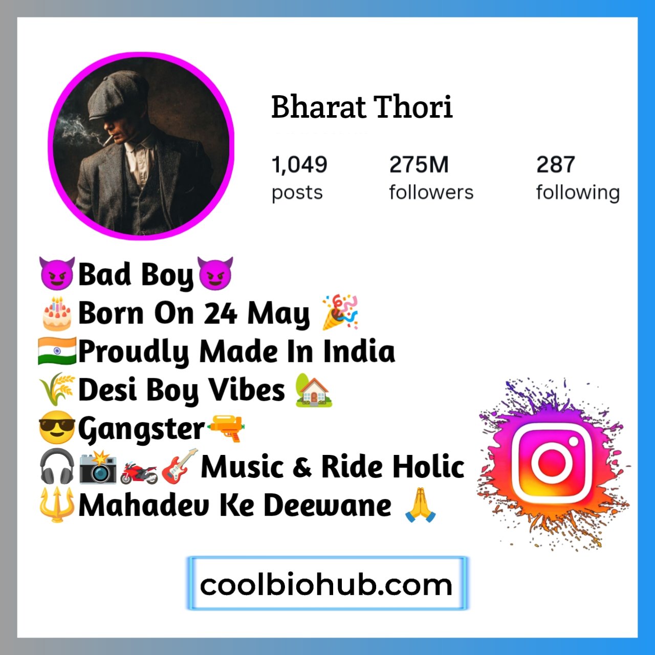 Gangster Instagram Bio stylish Boy