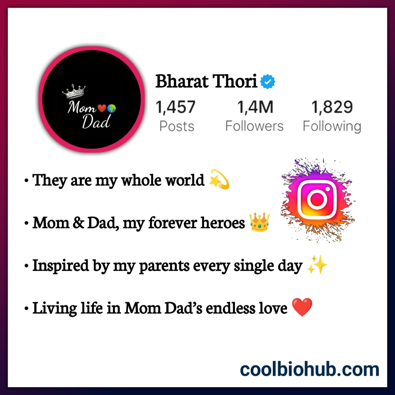Instagram Bio Mom Dad Lover In English