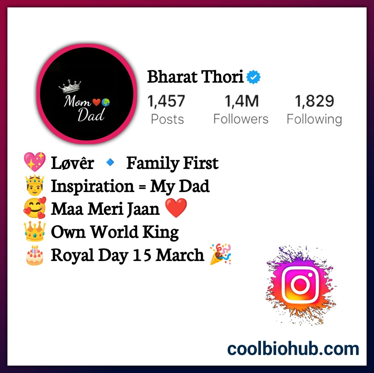 Instagram Bio Mom Dad Lover With Emoji