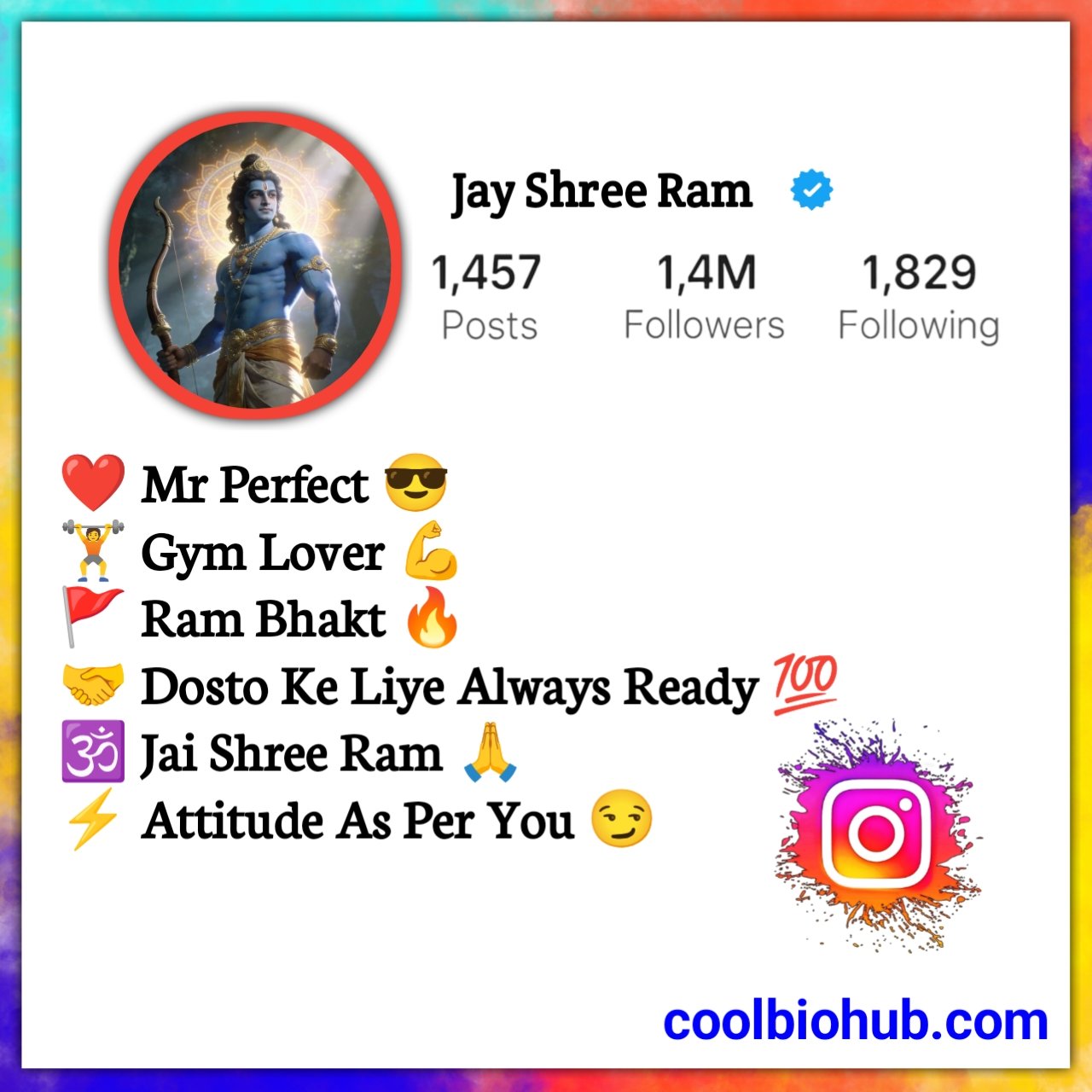 Jai Shree Ram Bio For Instagram