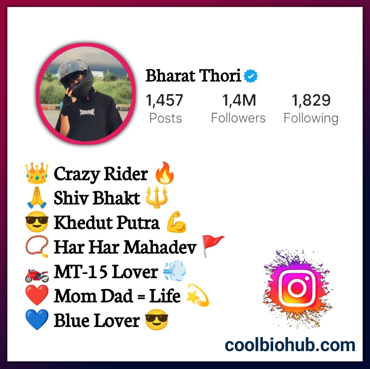MT 15 Bio For Instagram Stylish