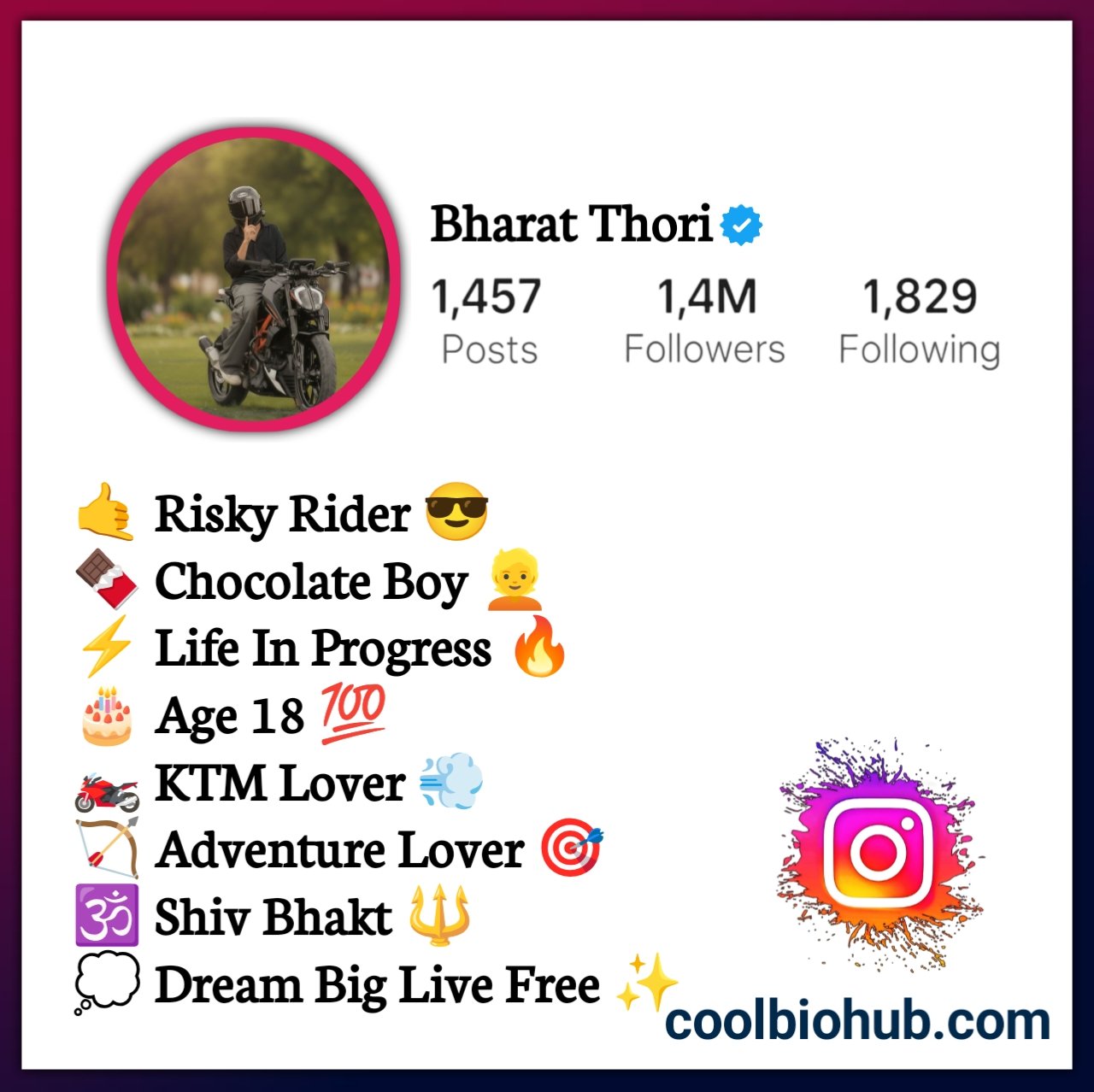 Instagram Bio For Bike Riders Stylish With Emoji