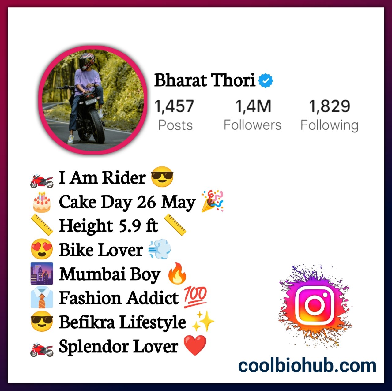 Instagram Bio For Bike Riders Stylish Boy