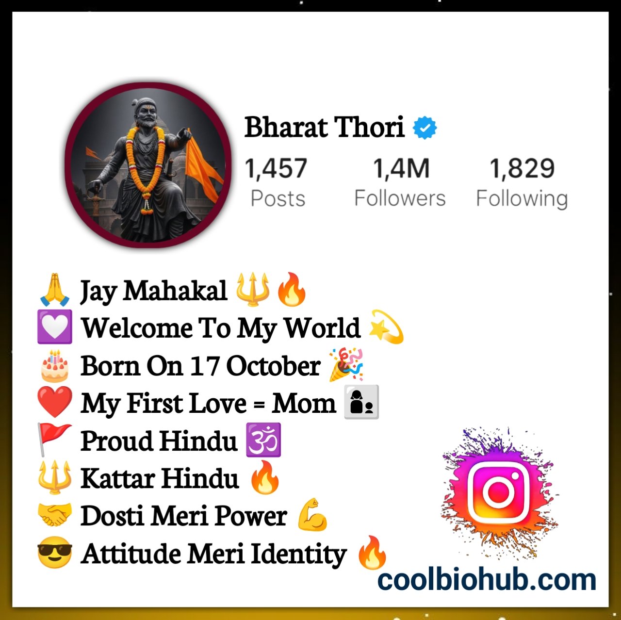 Kattar Hindu Bio For Instagram